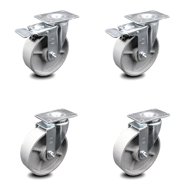 Service Caster 5 Inch Semi Steel Wheel Swivel Top Plate Caster Total Lock Brakes SCC, 2PK SCC-TTL20S514-SSS-2-S-2 - main